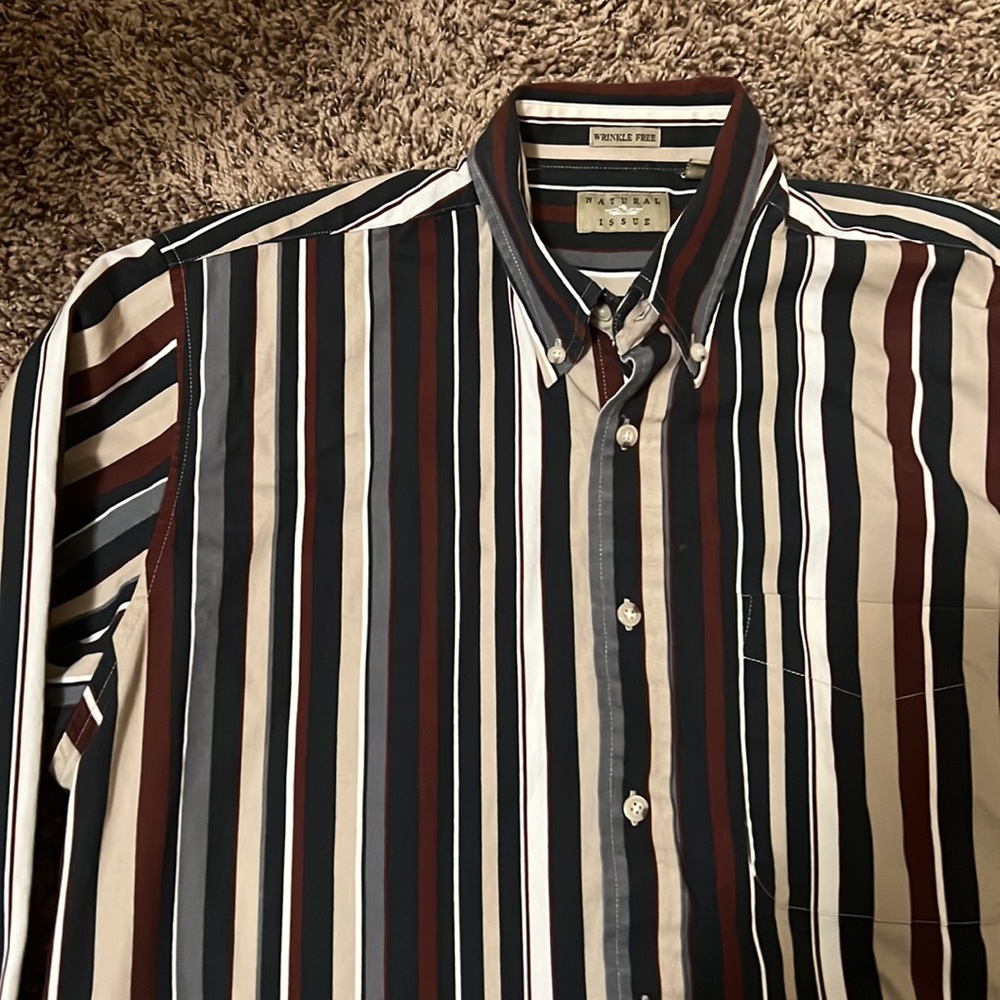 Striped button-down shirt